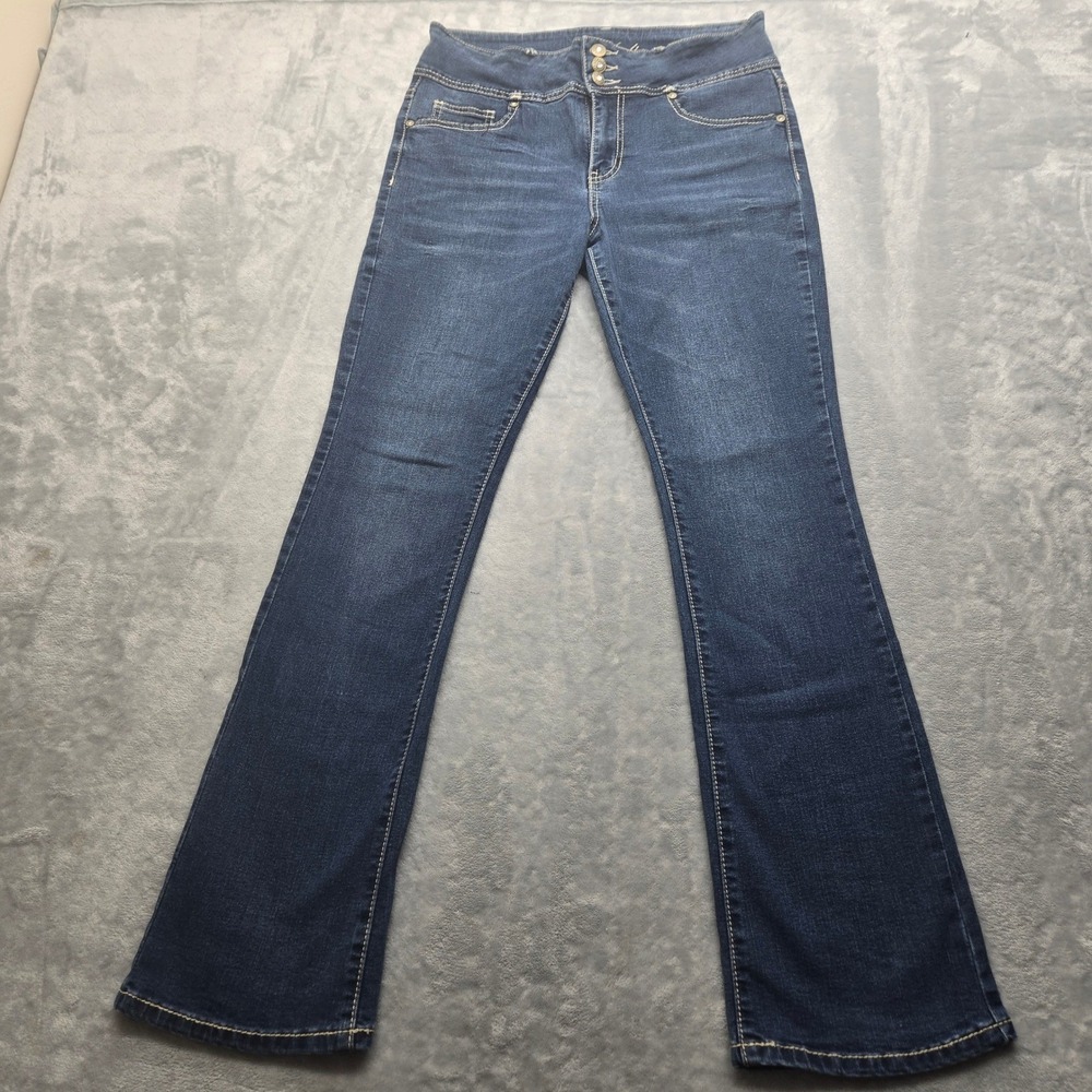 Hydraulic Dark Wash Bootcut Womens 32x30 Jeans High Rise Button Fly Rhinestone